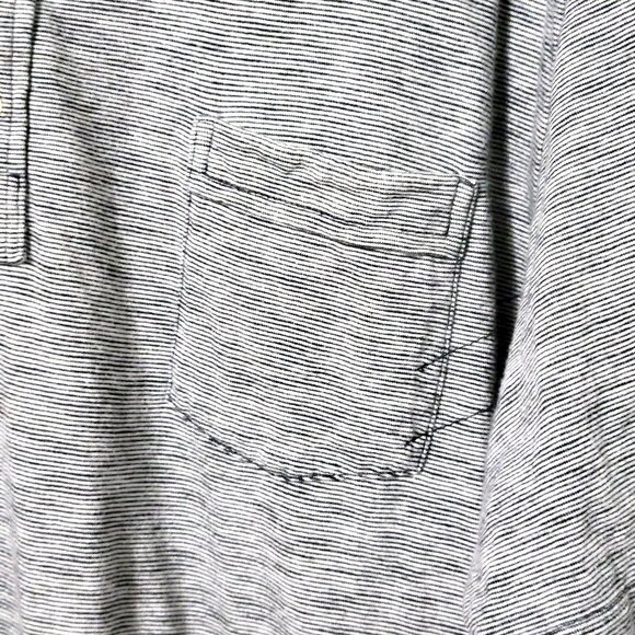 Billy Reid Mens Polo Shirt Size 2XL Gray Pinstripe Pocket Short Sleeve Preppy - Picture 4 of 11